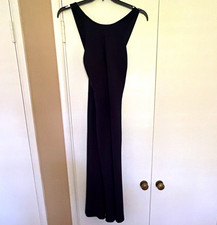 BHLDN Black Solid Maxi Long Dress 6 Scoop Neck Sleeveless Satin Polyester
