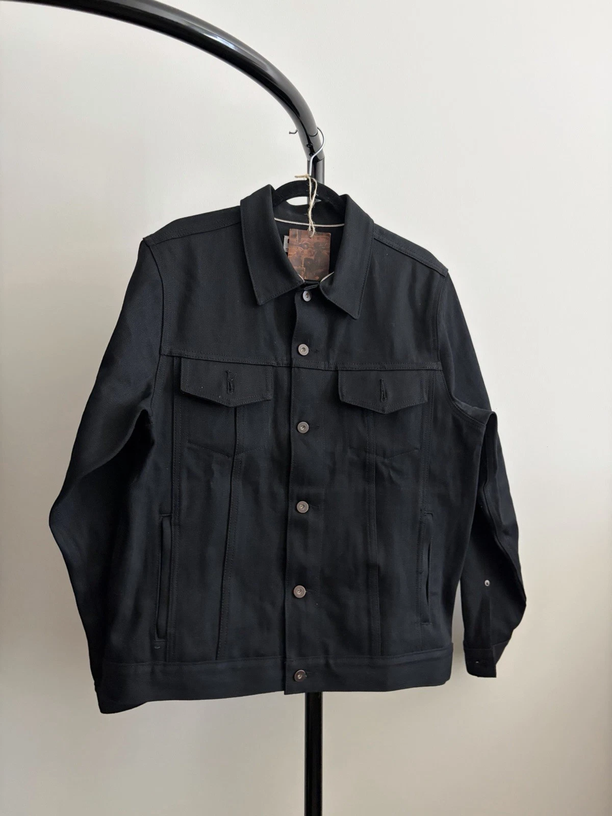 Tellason Black Selvedge 13.5oz Sanforized Denim Jacket Size Large