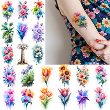 12pcs Temporary Tattoo Temporary Tattoo Stickers Tropical Flowers For Cheeks