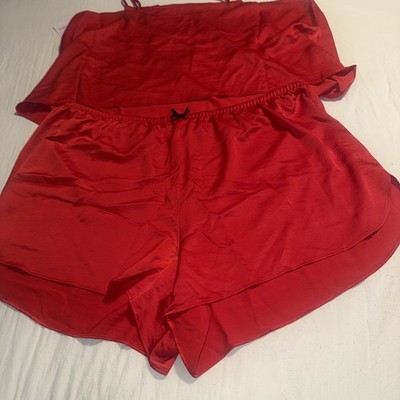 Auden Sleepwear Womens Size Xl Red Cloud Knit Tank Top & Shorts Pajama Set