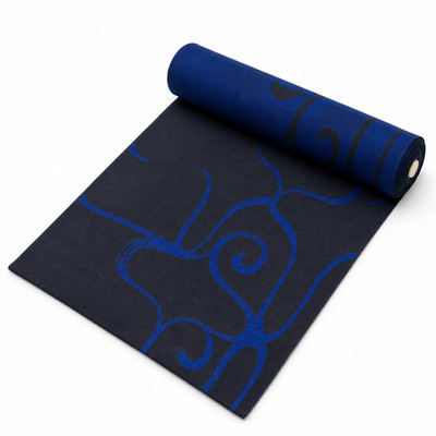 Vintage Japanese Obi Fabric Roll Blue Black Karakusa Textile 370cm Kimono Craft
