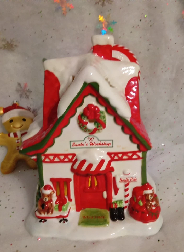 Bath & Body Works/White Barn Santa's Work shop Shop Candle Luminary - Image 2 of 4