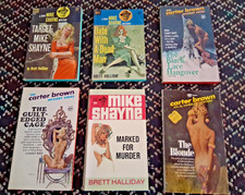 Brett Halliday, Carter Brown Mike Shayne Vtg pulp sleaze mystery McGinnis GGA