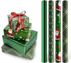 Green Gift Wrapping Paper Rolls, 4 Rolls 43cm*3 Meter Christmas