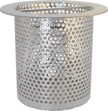 4" Commercial Floor Drain Strainer, Tall, Perforated Stainless Steel Silver