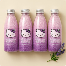 Lot 4 Hello Kitty Bath Crystals Fresh Lavender 22oz ea. Cruelty-Free Vegan Relax