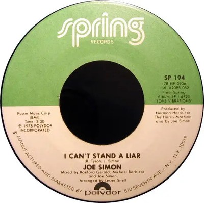Joe Simon Going Through These Changes / I Cant Stand A Liar Spring Records