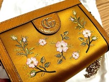 Borsa a tracolla Gucci Ophidia Flora catena oro satinato scatola antipolvere inclusa