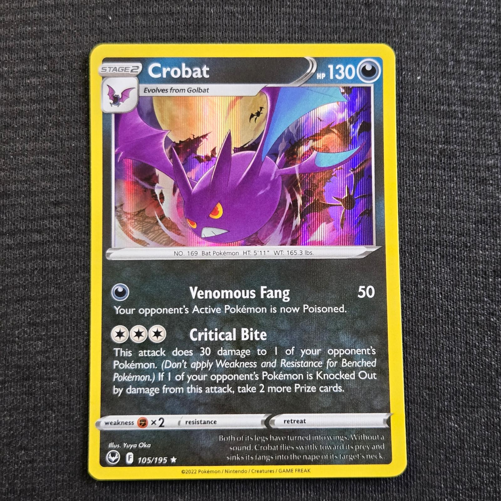 Pokemon Silver Tempest Crobat Holo Rare 105 Near Mint