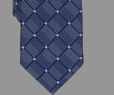 Perry Ellis Mens Necktie Ebsen Grid Navy Blue Width: 3 1/8" Tie 55 2PC22-1053