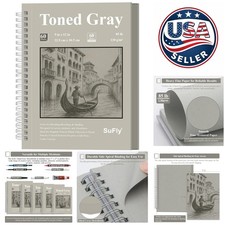 Lay-Flat 9" x 12" Gray Sketchbook - 60 Sheets for Enhanced Creativity