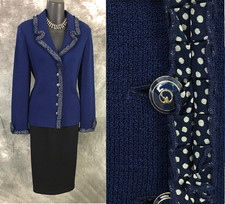 BEAUTIFUL St John collection jacket knit blue multi suit blazer size 6