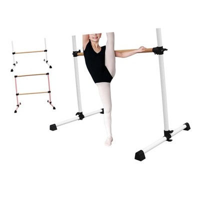 4FT White Ballet Barre with Stepless Height Adjustment, Non-Slip Pads & Easy