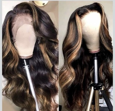 Brown Blonde Lace Front Body Wave Wavy Free-Part Wig for Women