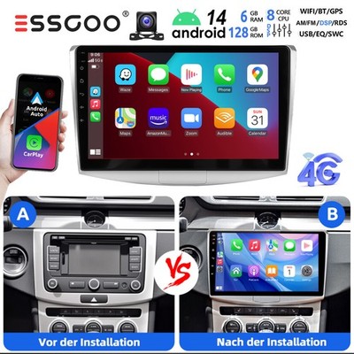 4G Autoradio 6+128GB Android 15 Carplay GPS KAM Für VW Passat B7 CC 2010-2015 AM