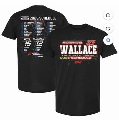 23XI Racing Bubba Wallace 2025 NASCAR Cup Series Schedule Shirt X-Large 