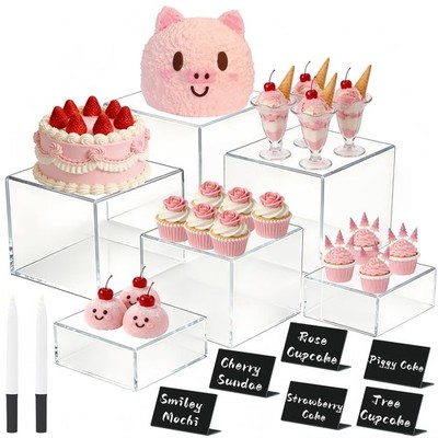 6 Pcs Clear Acrylic Buffet Risers and Stands, Acrylic Food Risers for Buffet ...