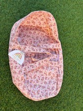 Olli Ella Dinkum Dolls Carry Cot Pink Floral 37cm Soft Doll Carrier Brand New