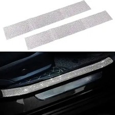 2PCS Car Door Edge Entry Guard, Bling Rhinestone Anti-Collision Adhesive White