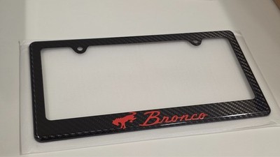 Red Bronco License Plate Frame Premium 100% Carbon Fiber