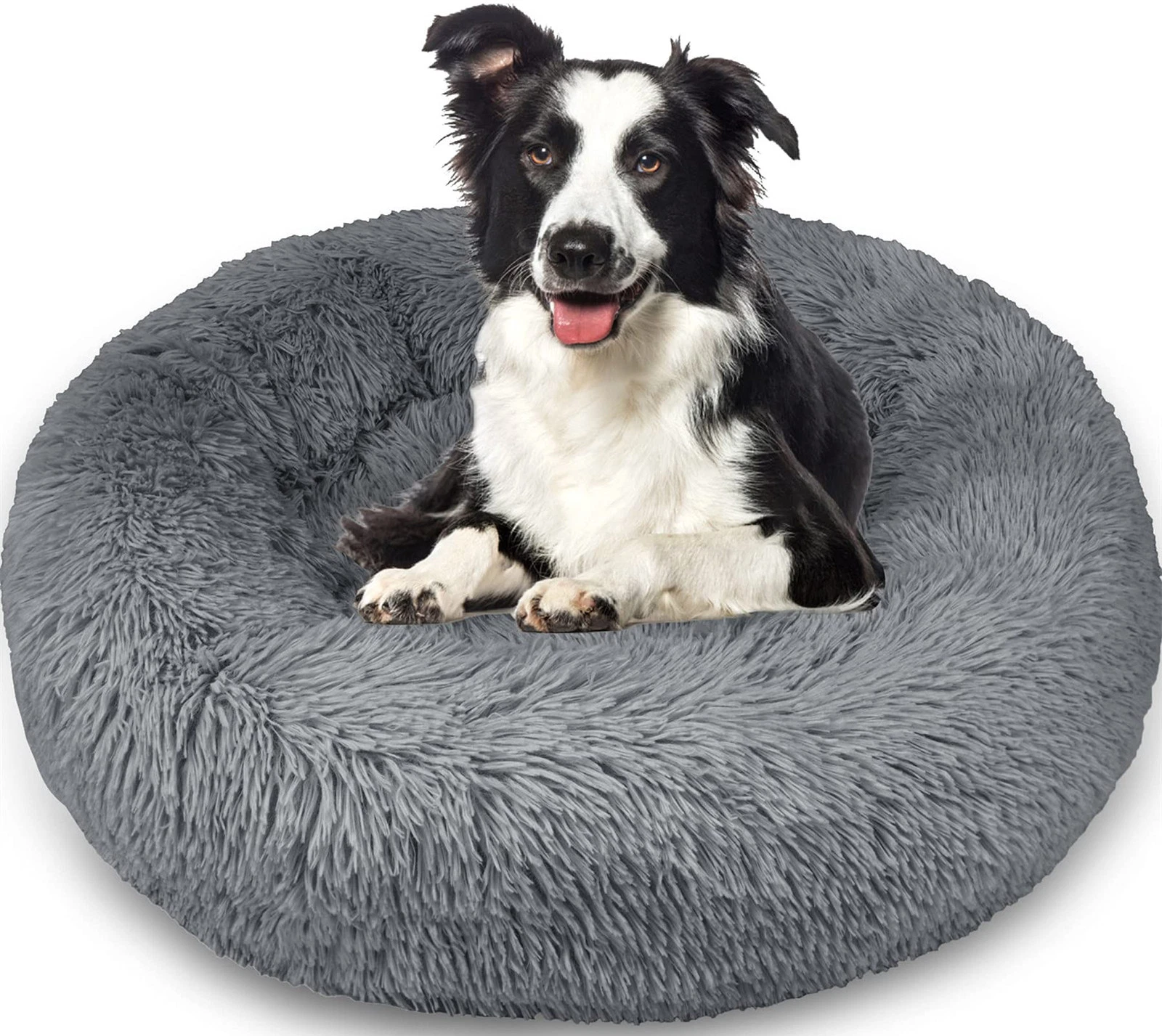 Enjamoy Plush Donut Dog Bed, Calming Round Dog Cat Bed Soft and Fluffy Cuddler