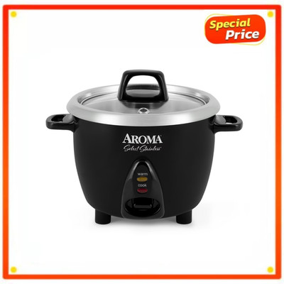 Aroma Select Stainless 6 Cup Electric Rice Cooker Black Compact Cooker