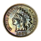 1903 Indian Head Cent Rainbow Toned Choice About Uncirculated Eye Appeal