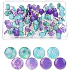 Mr. Pen- Thumb Tacks, 80 Pack, Purple Style, Flat Push Pins, Thumbtack, Flat