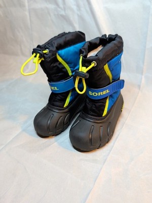 SOREL Youth Unisex Little Children's Flurry Boot Black Super Blue Size 9