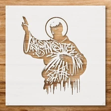 Unique Saint Silhouette People in Graffiti Typography for Street Art Stencils…