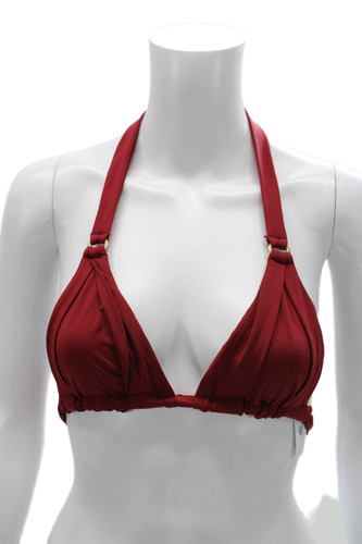 Monday Swimwear Women Red Recycled Nylon Bikini Top Size S
