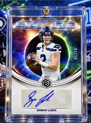 Drew Lock AUTO SEAHAWKS RARE RAINBOW HOLO REFRACTOR SSP /10 FOIL MINT