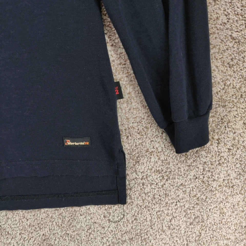 Workrite FR Polo Shirt Men’s Large L Blue Flame Resistant Long Sleeve Workwear - Image 4 of 4