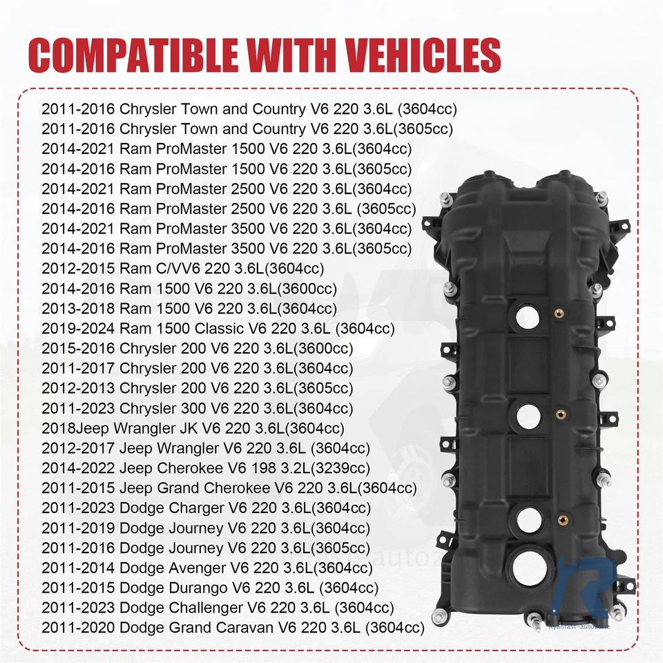 Valve Cover Passenger Right Side Hand for Dodge Charger Jeep Cherokee 5184068AN Foto 4 de 4