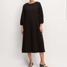 NEW Everlane The Linen A-Line Midi Dress Black Size 0
