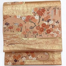 7235 Japanese Vintage Fukuro Obi Belt Kimono Fabric Silk Traditional