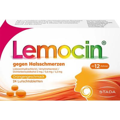 LEMOCIN gegen Halsschmerzen Orangengeschmack Lut. 24 St PZN 17537371