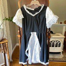 Vintage Barbara  s Western Fashions Black Lace Ruffle Square Dance Dress medium