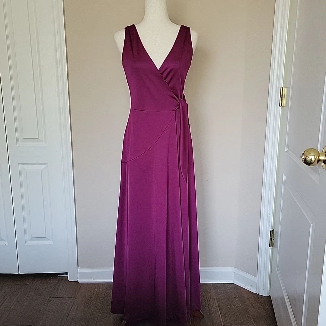 prom dresses burgundy Burgundy Satin Long Prom Dress, Beautiful A-Line Evening Party Dress US 16 / Burgundy
