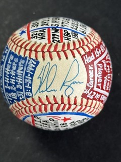 Nolan Ryan HOF Signed OML VCBC Super Stats Baseball Hand Painted AUTO JSA COA