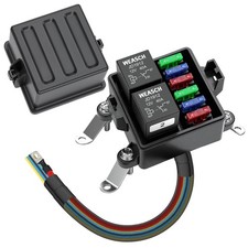 12V 6 Way Pre-Wired Waterproof Fuse Relay Box, 2 Relays and 6 ATC/ATO Blade F...