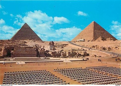 Postcard - Egypt - Giza - Giza - The Sphinx and the Pyramids of Cheops year