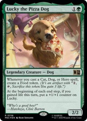 ~ Lucky the Pizza Dog ~ NM ~ Commander: Marvel Super Heroes ~ MTG ~