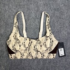 Women s Fabletics Adjustable Medium Impact Sports Bra Size Med. New Beige Snake