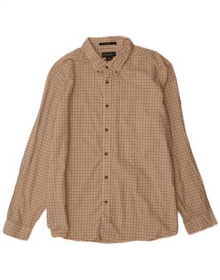 EDDIE BAUER Herren Relaxed Fit Flanellhemd XL gelb kariert Baumwolle DW03
