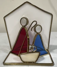 Stained Glass Christmas Nativity Scene Baby Jesus Mary and Joseph Decoration