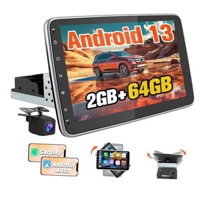 Android 13 4-Core 2GB+64GB Single Din Car Stereo Floating Touchscreen 10.1 Inch