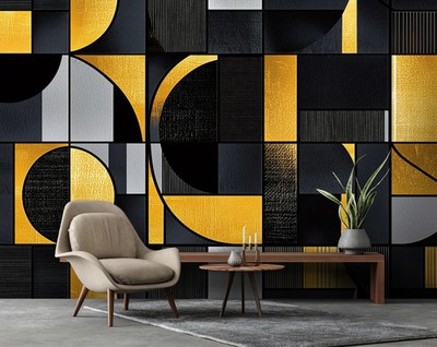 Consalnet Black Yellow Cool Wallpaper Wandtapete 312x219cm Vlies Modern Matt