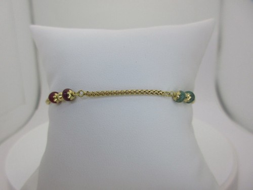 18k Gold Bracelet Womens Ruby Emerald Sapphire Gemstone Bead 2.10 Size 7.5 B085 - Picture 7 of 8