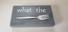 What the Fork handmade box sign comical painted metal fork white elephant gift!